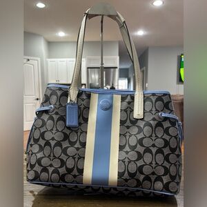 Coach Signature Stripe PVC Large Carryall Tote Bag